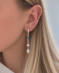 Elizabeth Shell Dangles Silver - Aqua