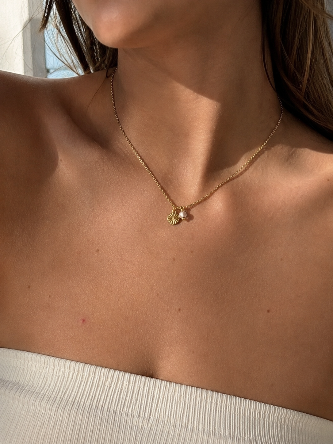 Pink Heart Necklace - Gold