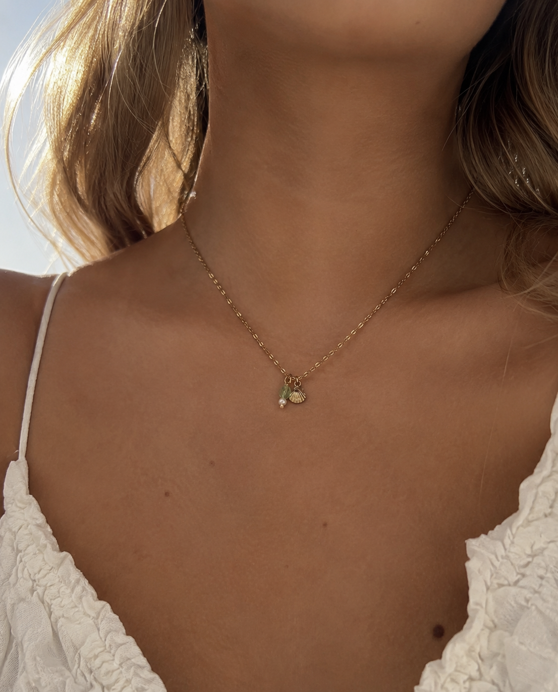 Sea Green Necklace - Gold