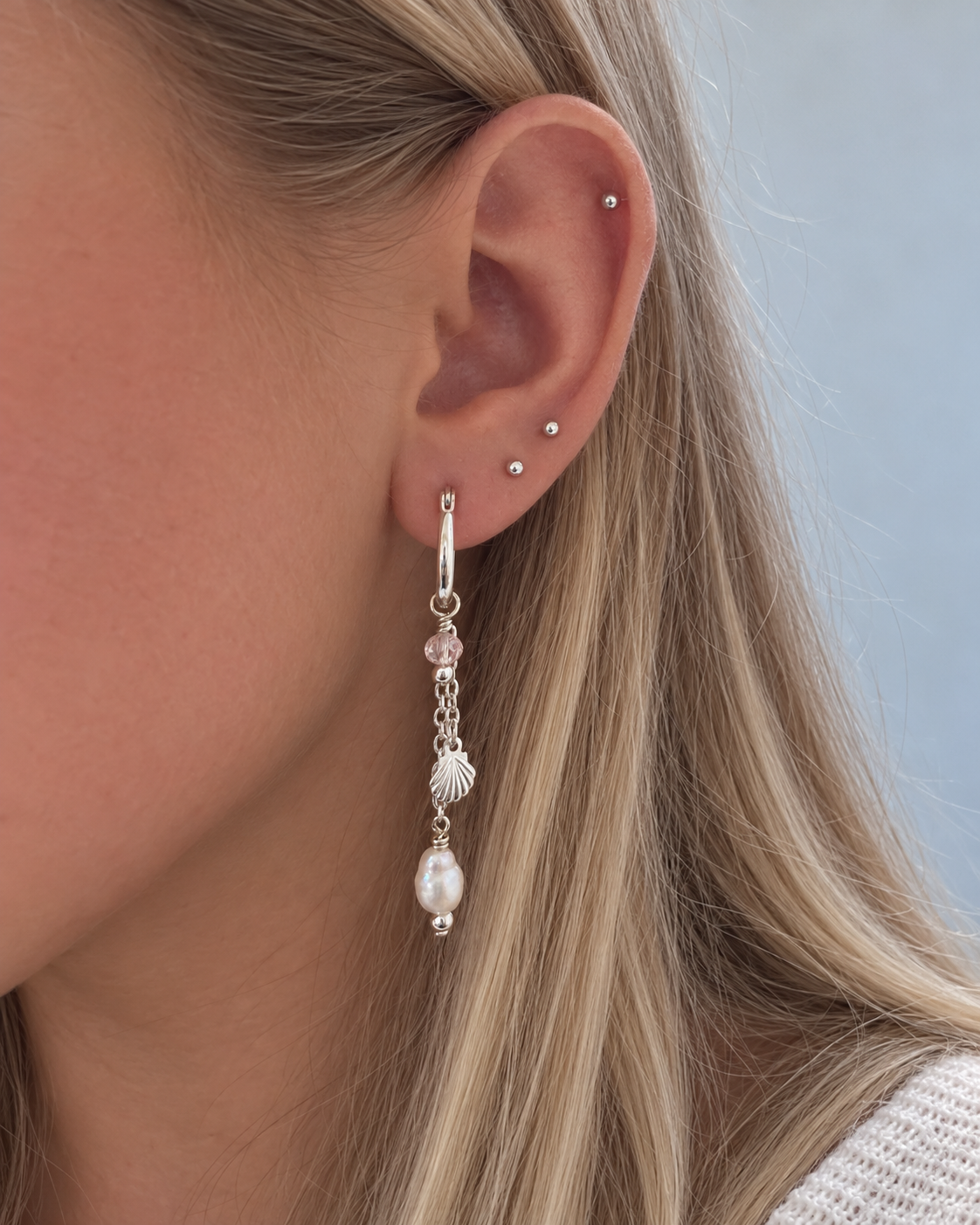 Elizabeth Shell Dangles Silver - Rose