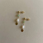 Minimal Pearl Dangles Gold - Sea Green