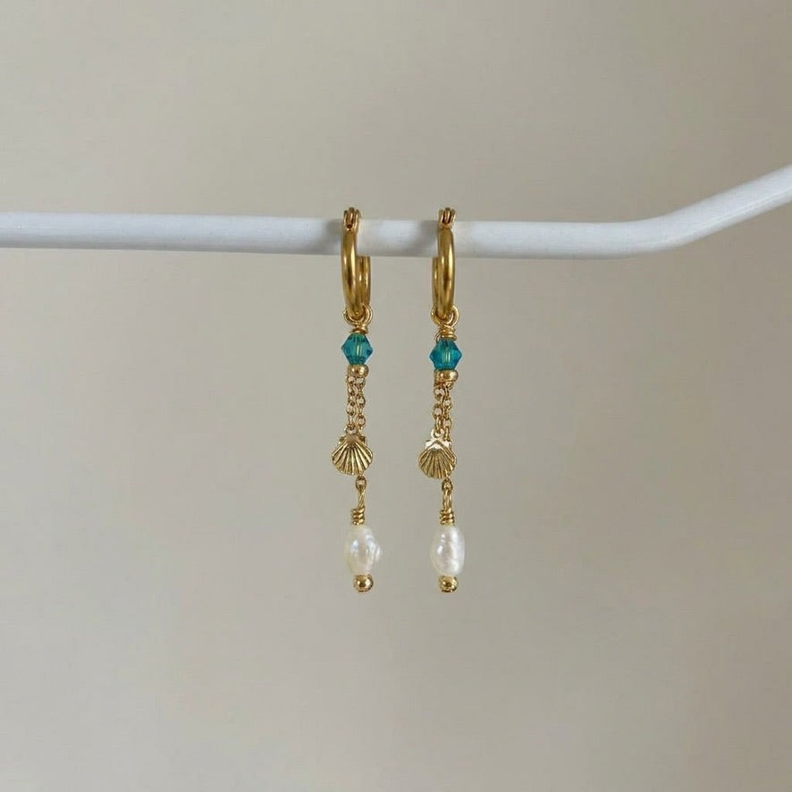 Elizabeth Shell Dangles - Sky