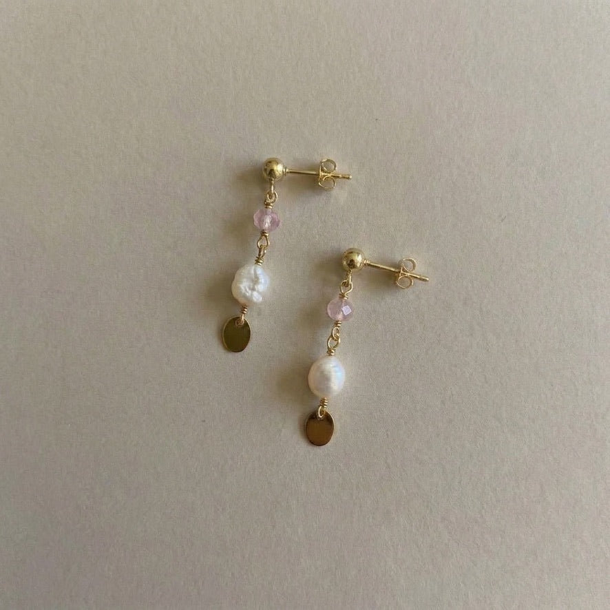 Minimal Pearl Dangles Gold - Rose
