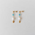 Minimal Pearl Dangles Gold - Aqua