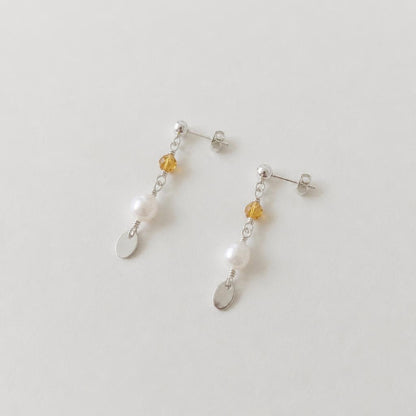Minimal Pearl Dangles Silver