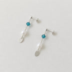 Minimal Pearl Dangles Silver - Sea Green