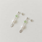 Minimal Pearl Dangles Silver - Sea Green