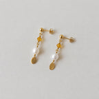Minimal Pearl Dangles Gold - Turquoise