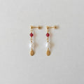 Minimal Pearl Dangles Gold - Ruby
