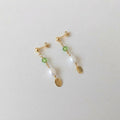 Minimal Pearl Dangles Gold - Sea Green
