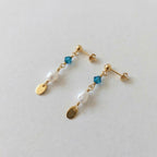 Minimal Pearl Dangles Gold - Turquoise